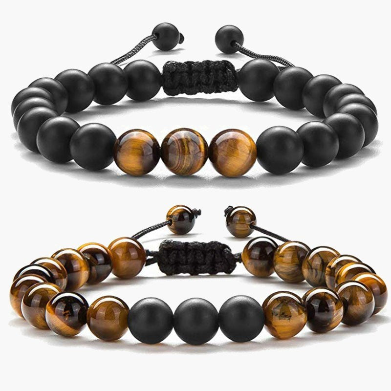Tiger Eye Agate Bead Adjustable Bracelet - stone beads, macrame closure