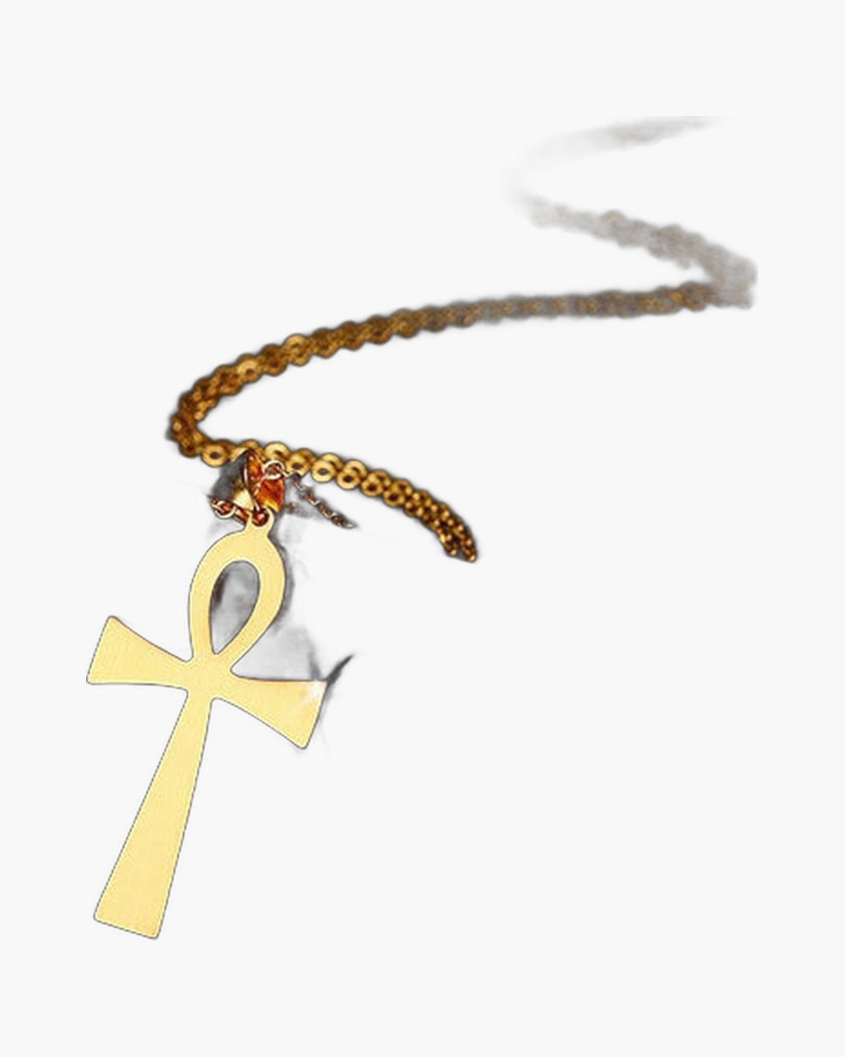 Titanium Steel Ankh Cross Pendant Necklace silver finish on black background view 5