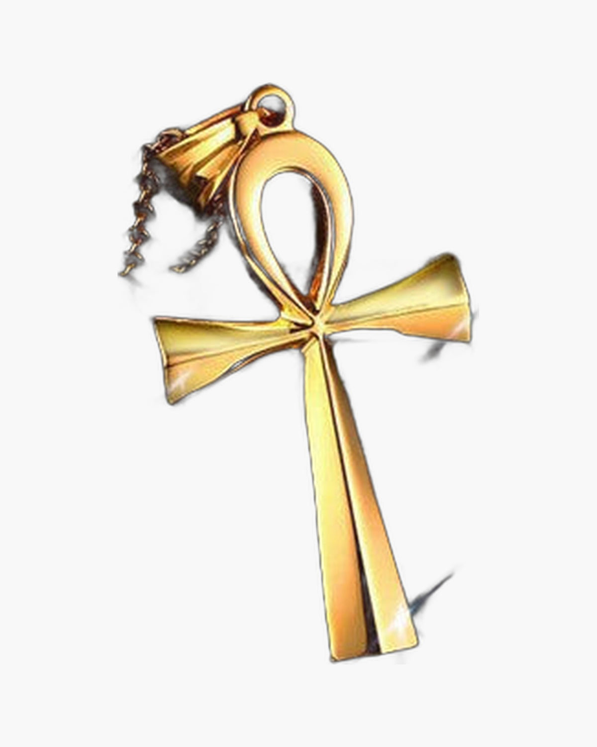 Titanium Steel Ankh Cross Pendant Necklace silver finish on black background view 2