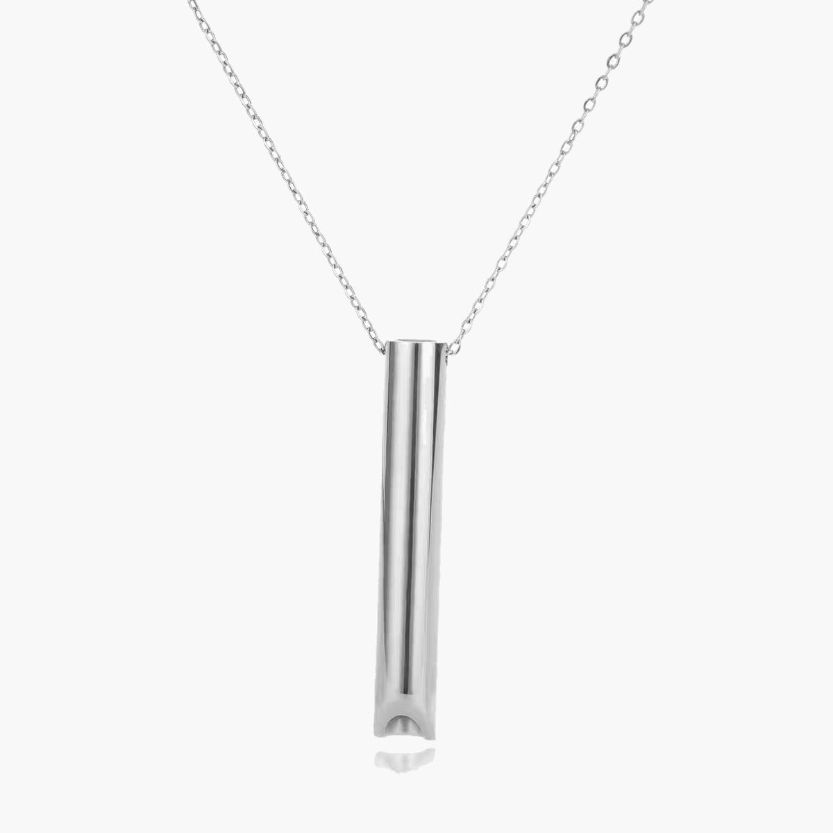Titanium Steel Bar Pendant Necklace in silver finish