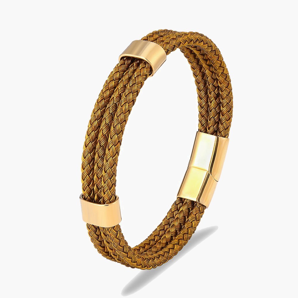 Titanium Steel Braided Magnetic Bracelet gold-tone