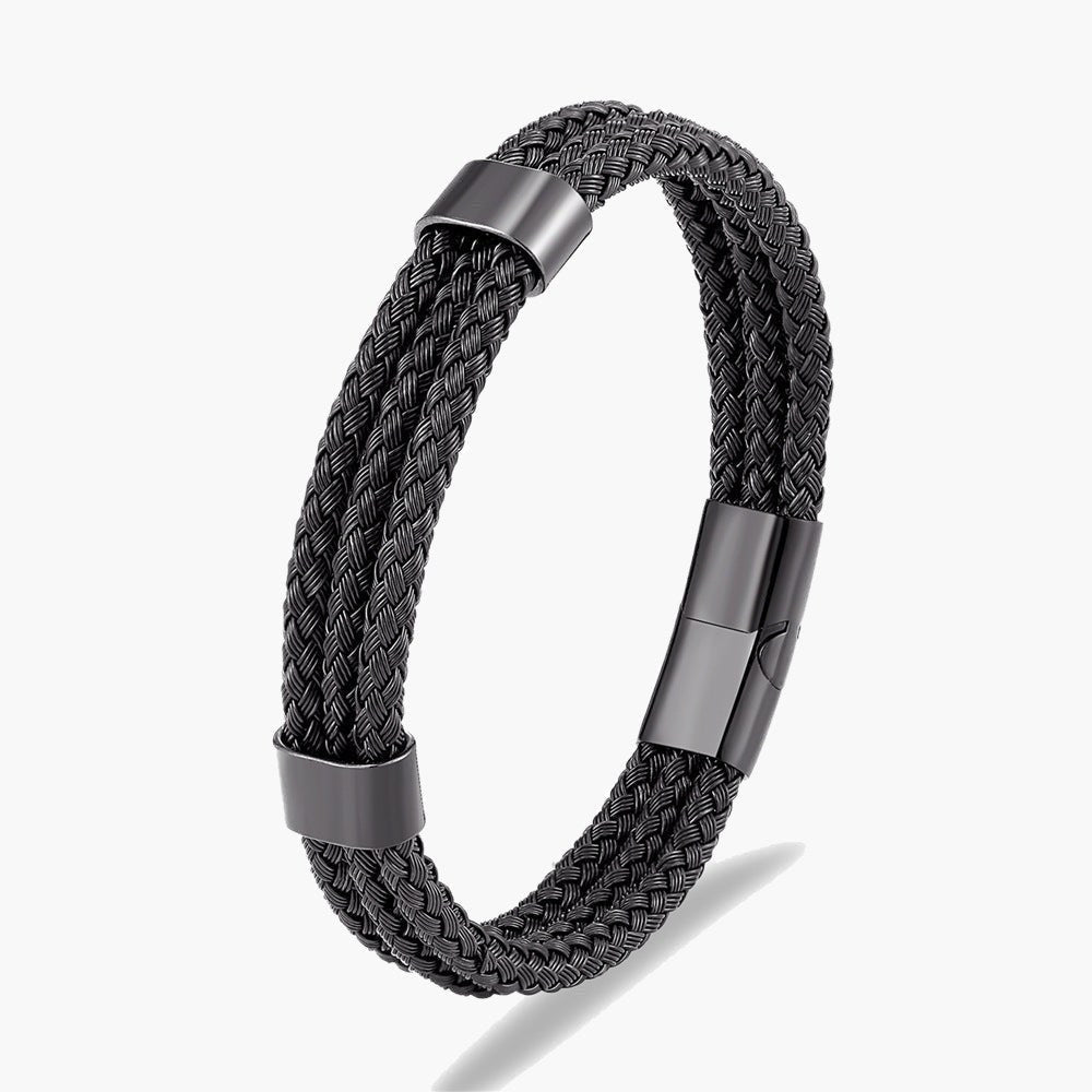 Titanium Steel Braided Magnetic Bracelet gold-tone view 4