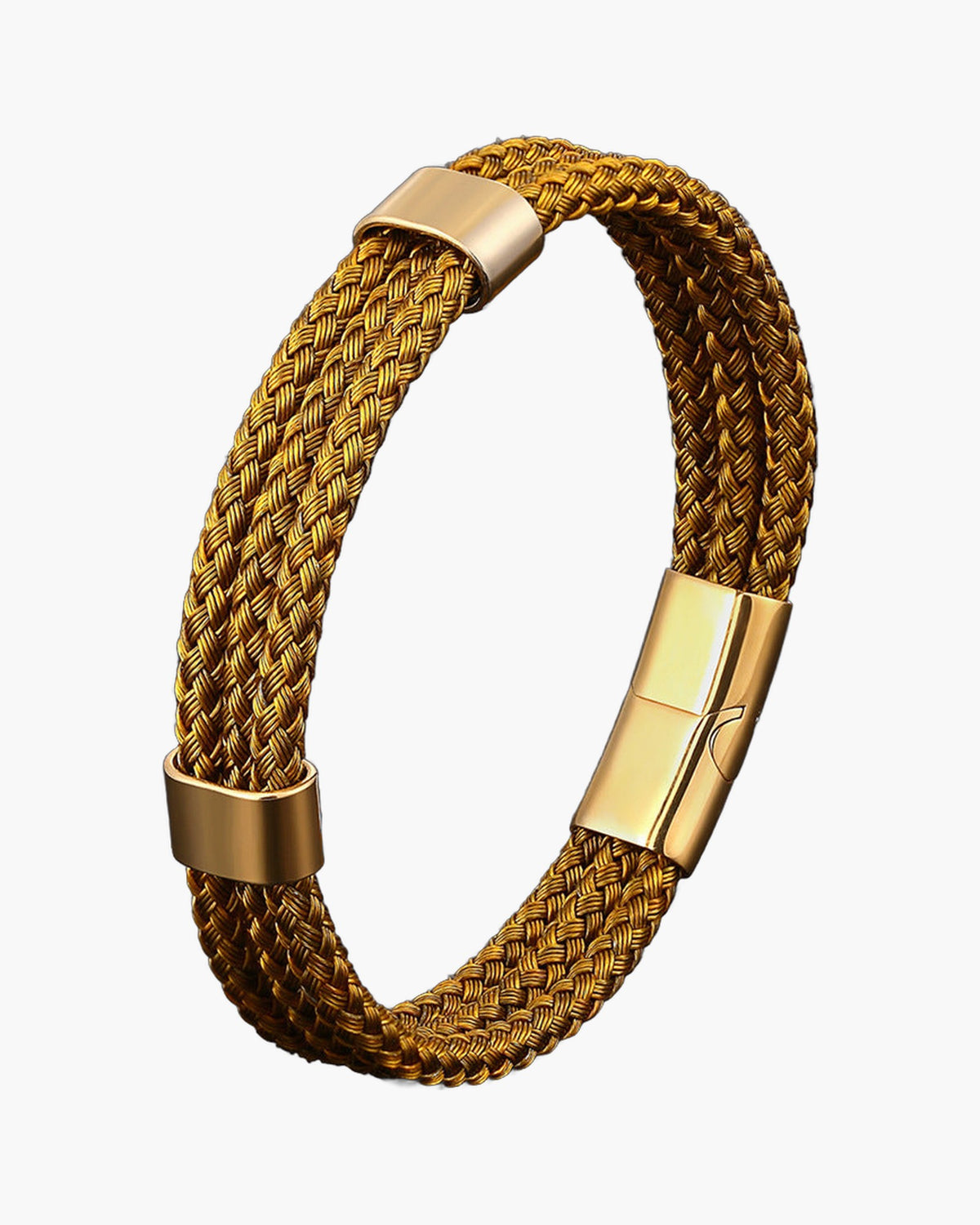 Titanium Steel Braided Magnetic Bracelet gold-tone view 2