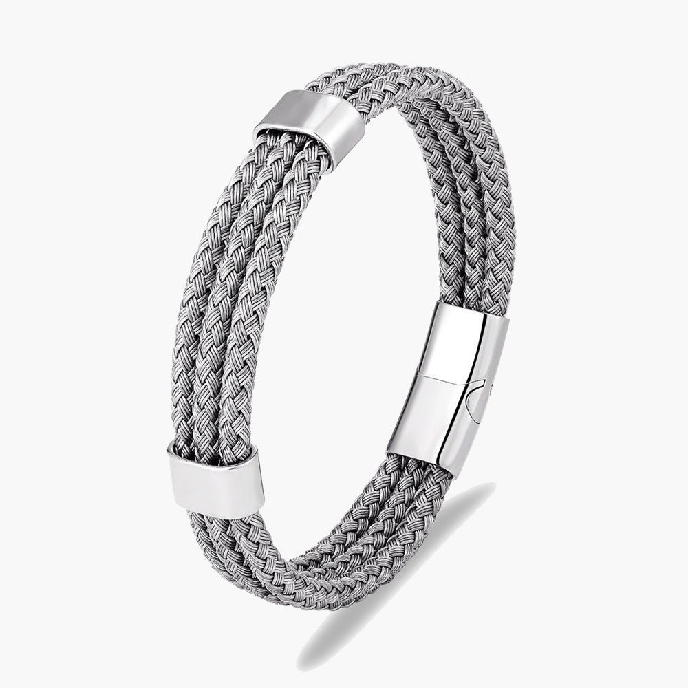 Titanium Steel Braided Magnetic Bracelet gold-tone view 3