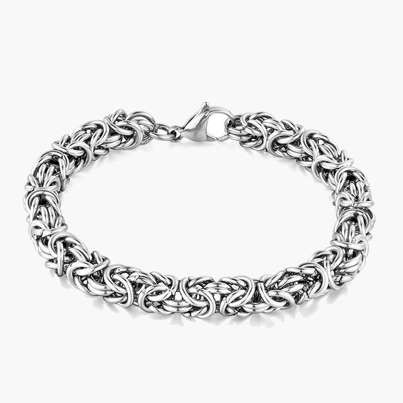 Titanium Steel Byzantine Link Bracelet gold-tone silver-tone view 3
