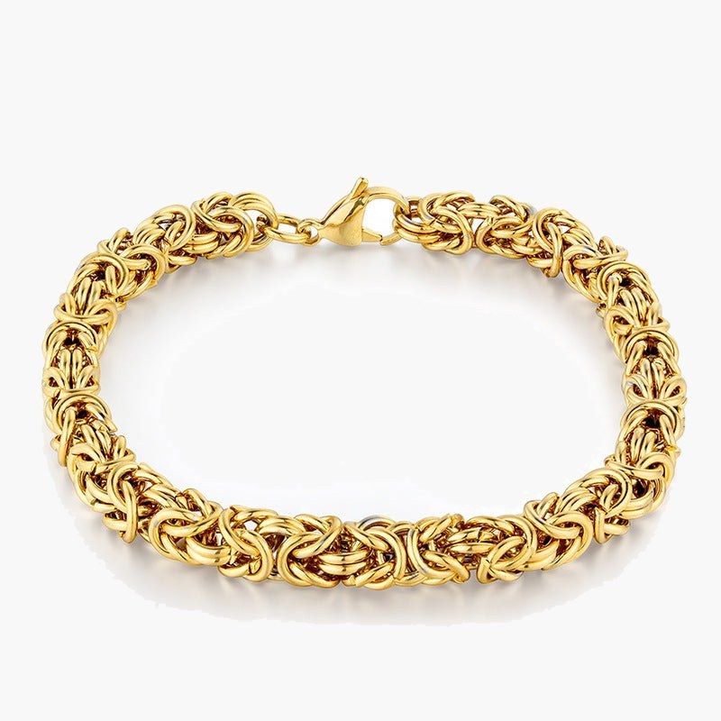 Titanium Steel Byzantine Link Bracelet gold-tone silver-tone