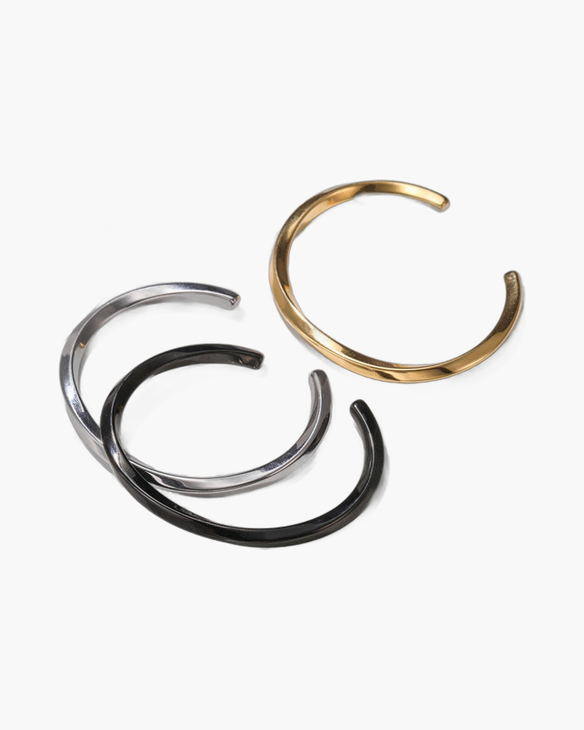 Titanium Steel C-Shaped Cuff Bracelet in gold, silver, and black finishes view 2