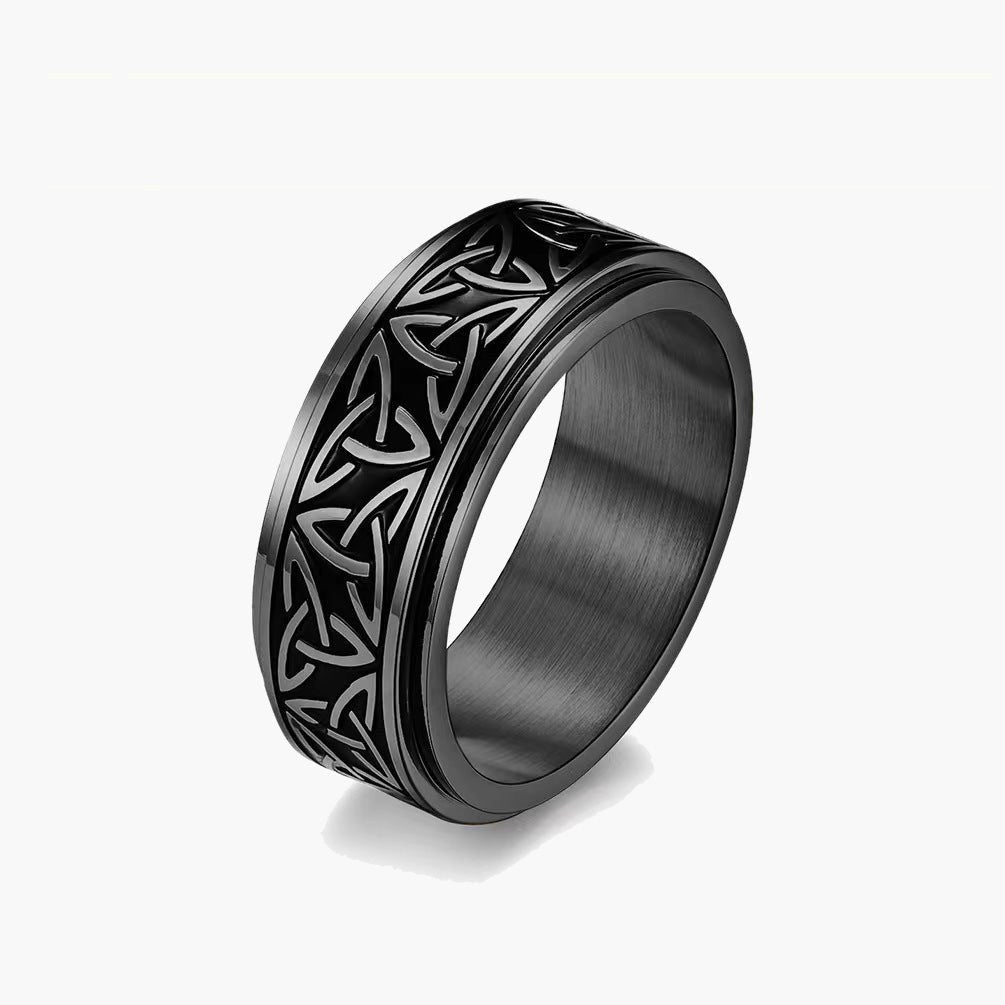 Titanium Steel Celtic Knot Spinner Ring in silver finish view 2