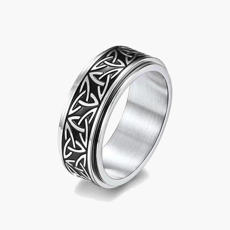 Titanium Steel Celtic Knot Spinner Ring in silver finish