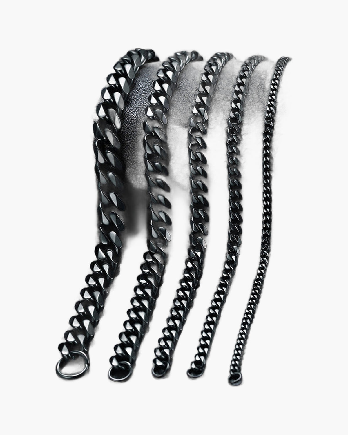 Titanium Steel Cuban Link Bracelet in silver-tone and black finishes view 2