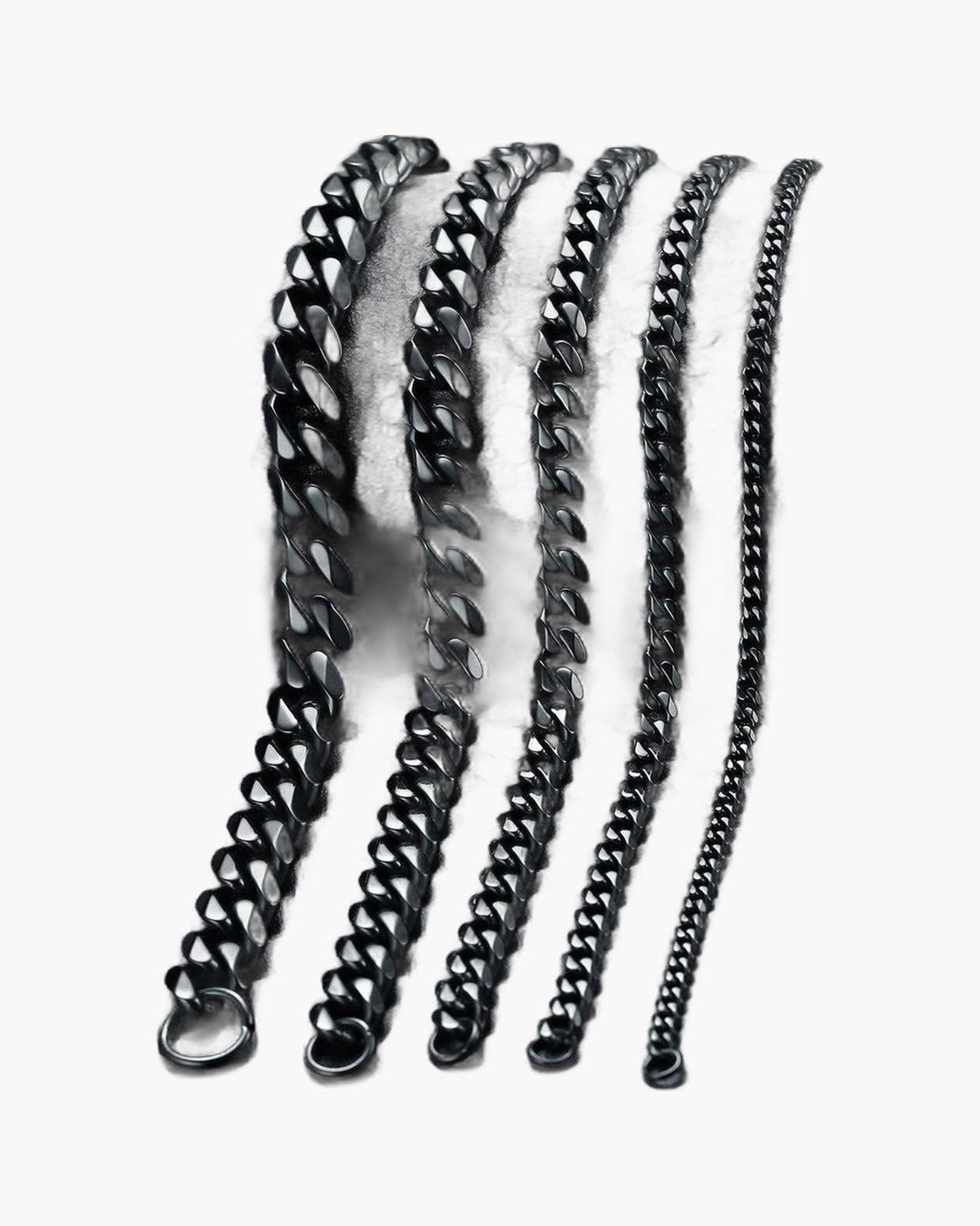 Titanium Steel Cuban Link Bracelet in silver-tone and black finishes view 4