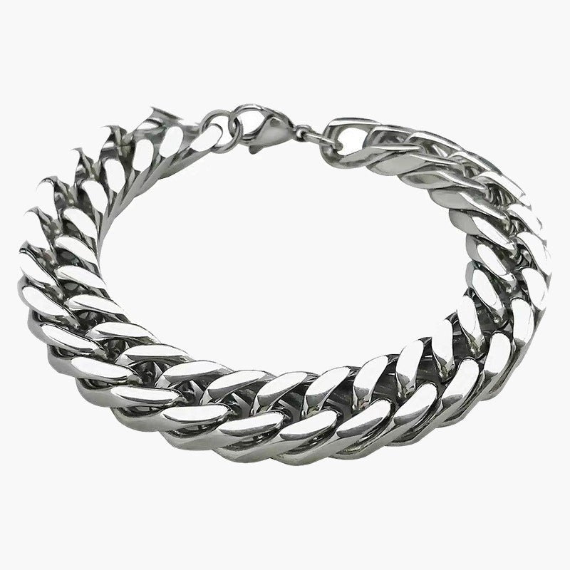 Titanium Steel Cuban Link Bracelet, silver-tone, polished finish view 2