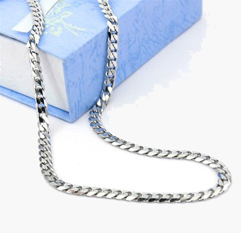 Titanium Steel Cuban Link Chain in silver finish view 2
