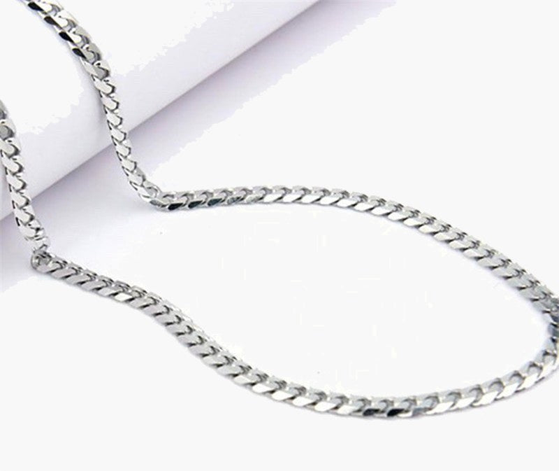 Titanium Steel Cuban Link Chain in silver finish view 3