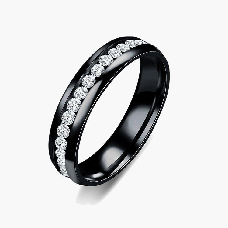 Titanium Steel Cubic Zirconia Band Ring in gold-tone finish view 2