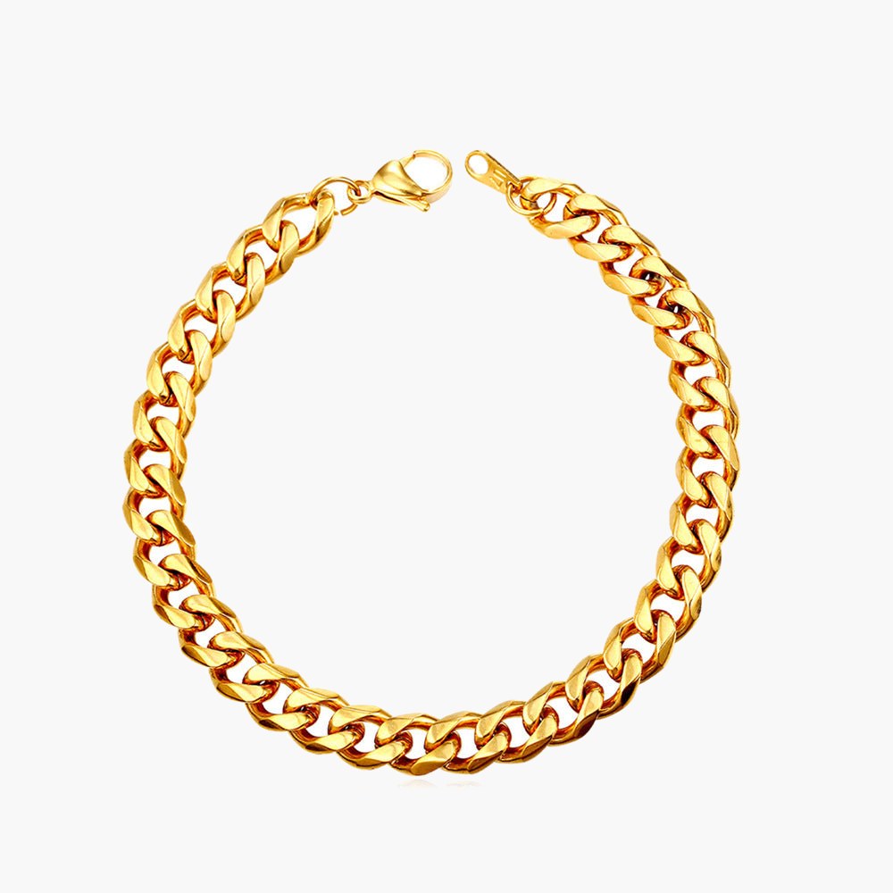 Titanium Steel Curb Link Bracelet gold-tone finish