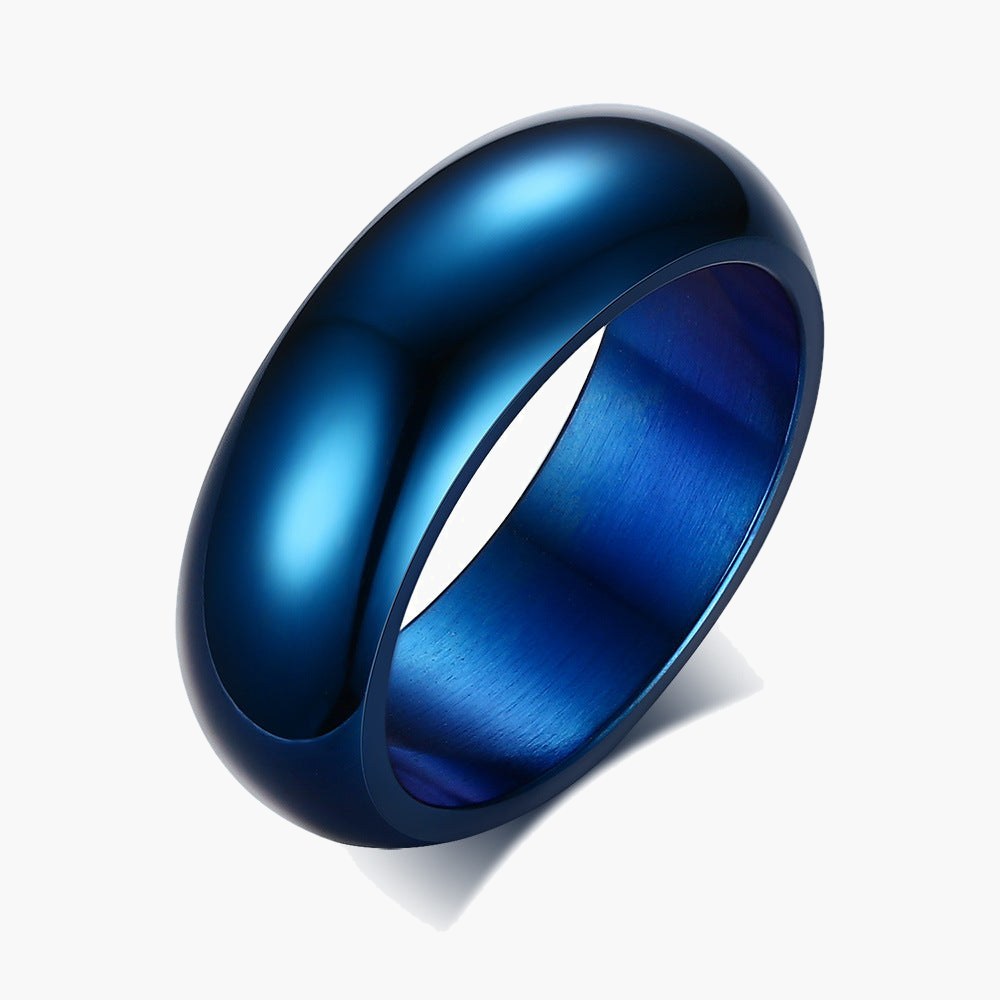 Titanium Steel Dome Band Ring in silver finish view 4