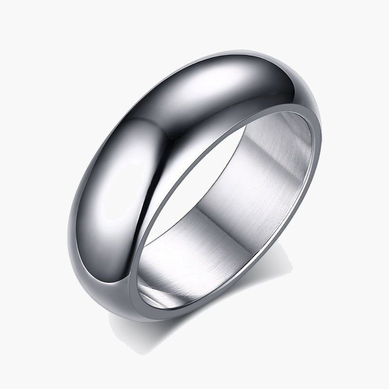Titanium Steel Dome Band Ring in silver finish