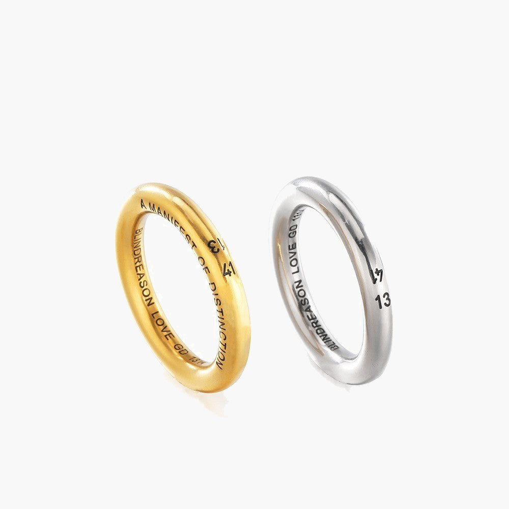 Titanium Steel Engraved Band Ring in gold-tone and silver-tone