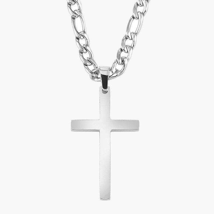 Titanium Steel Figaro Chain Cross Pendant gold-tone finish view 2