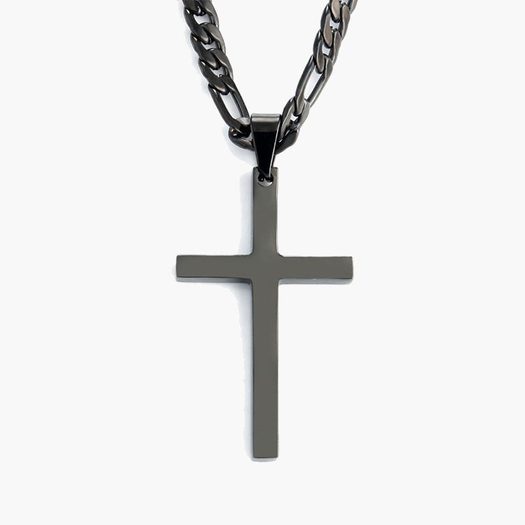 Titanium Steel Figaro Chain Cross Pendant gold-tone finish view 3