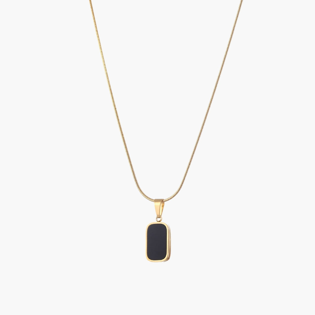 Titanium Steel Geometric Black Pendant Necklace with gold-tone finish