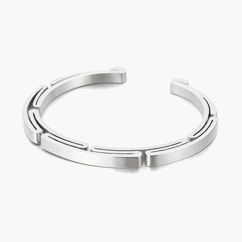 Titanium Steel Geometric Cuff Bracelet in silver