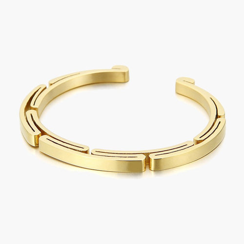 Titanium Steel Geometric Cuff Bracelet in silver view 2