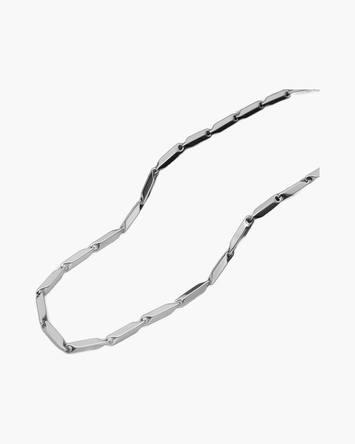 Titanium Steel Geometric Link Chain, steel color, minimalist view 2