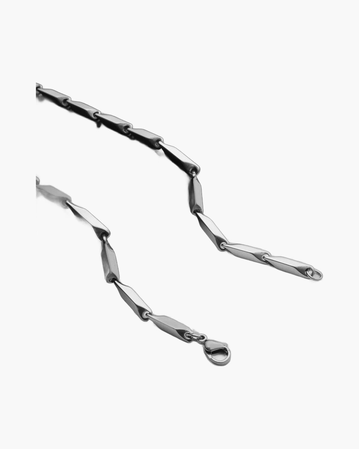 Titanium Steel Geometric Link Chain, steel color, minimalist view 4