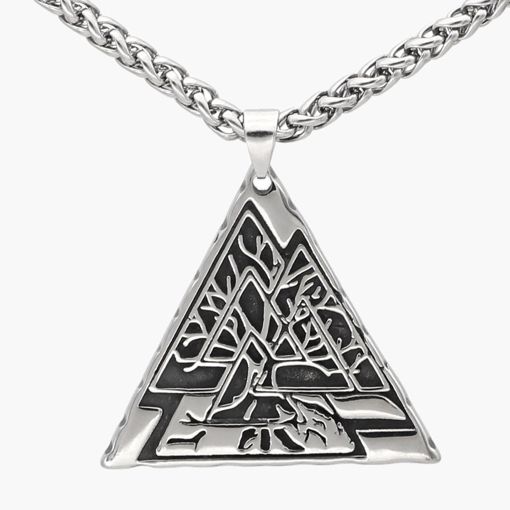 Titanium Steel Geometric Pendant Necklace with wheat chain
