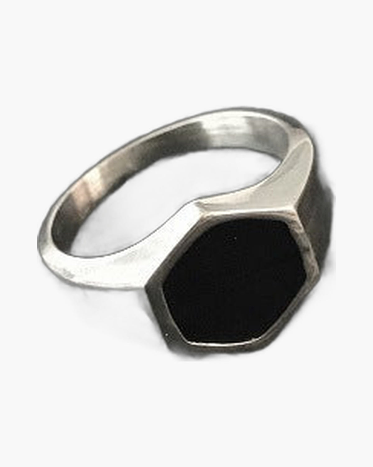 Titanium Steel Hexagonal Black Inlay Ring, geometric design view 2