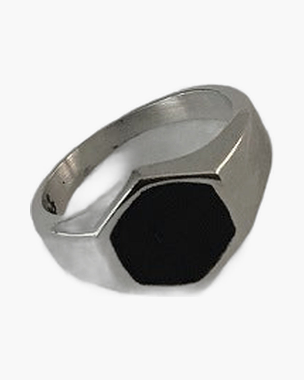 Titanium Steel Hexagonal Black Inlay Ring, geometric design view 4