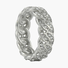 The Iced Cuban Link Ring in Titanium Steel