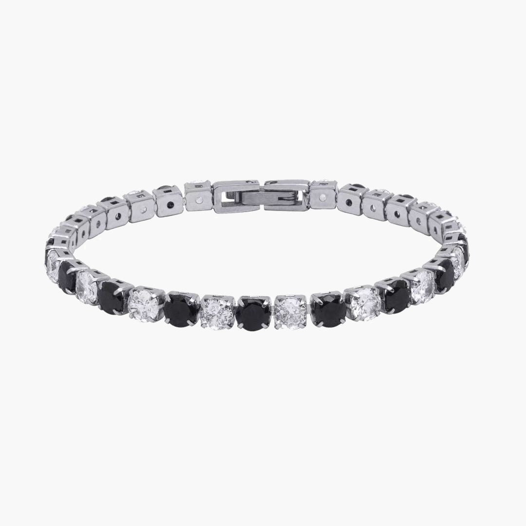 Titanium Steel Iced Tennis Bracelet with clear cubic zirconia stones view 2