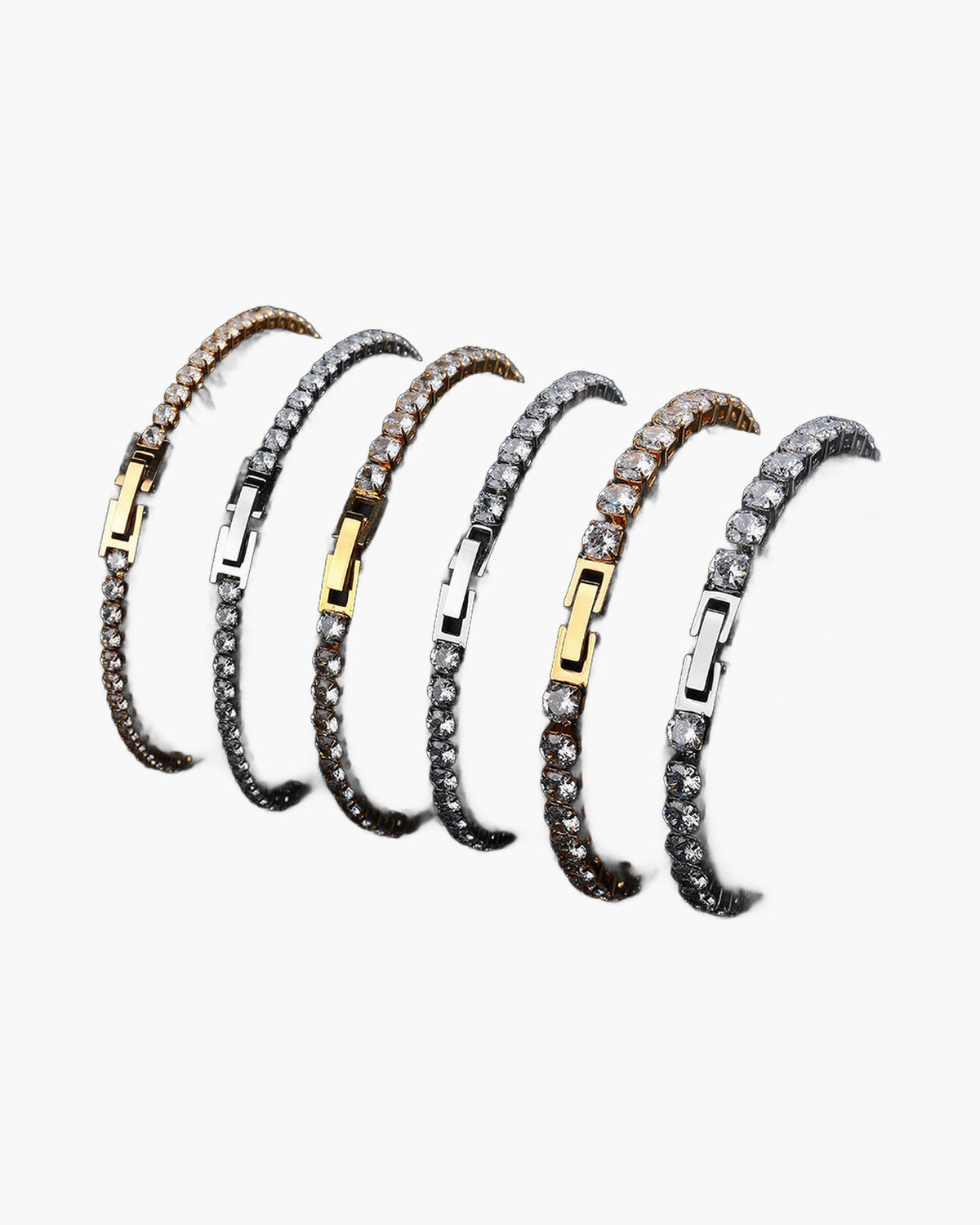 Titanium Steel Iced Tennis Bracelet with clear cubic zirconia stones view 4