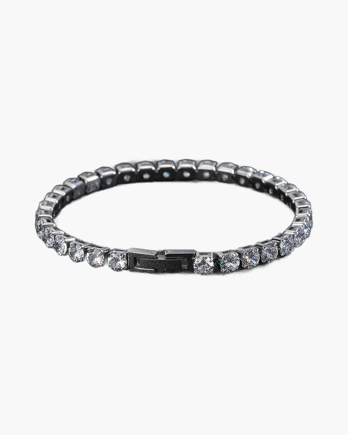 Titanium Steel Iced Tennis Bracelet with clear cubic zirconia stones