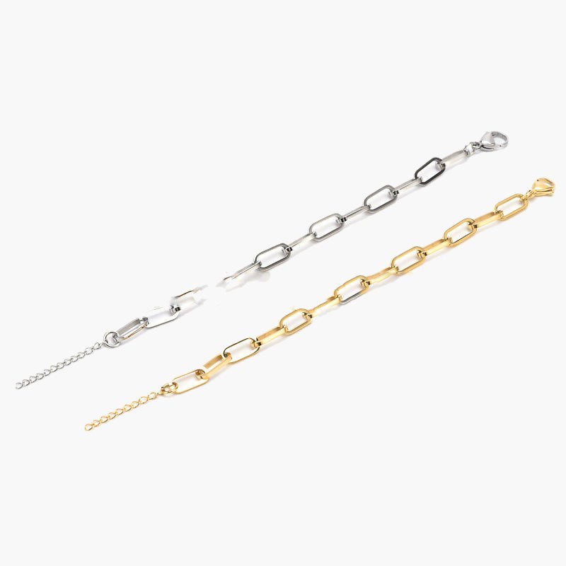 Titanium Steel Paperclip Link Bracelet, silver-tone, minimalist design view 3