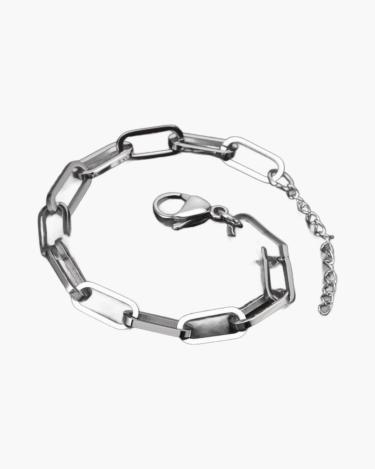 Titanium Steel Paperclip Link Bracelet, silver-tone, minimalist design view 4