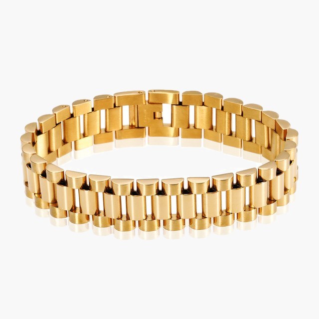 Titanium Steel President Link Bracelet gold-tone finish view 5