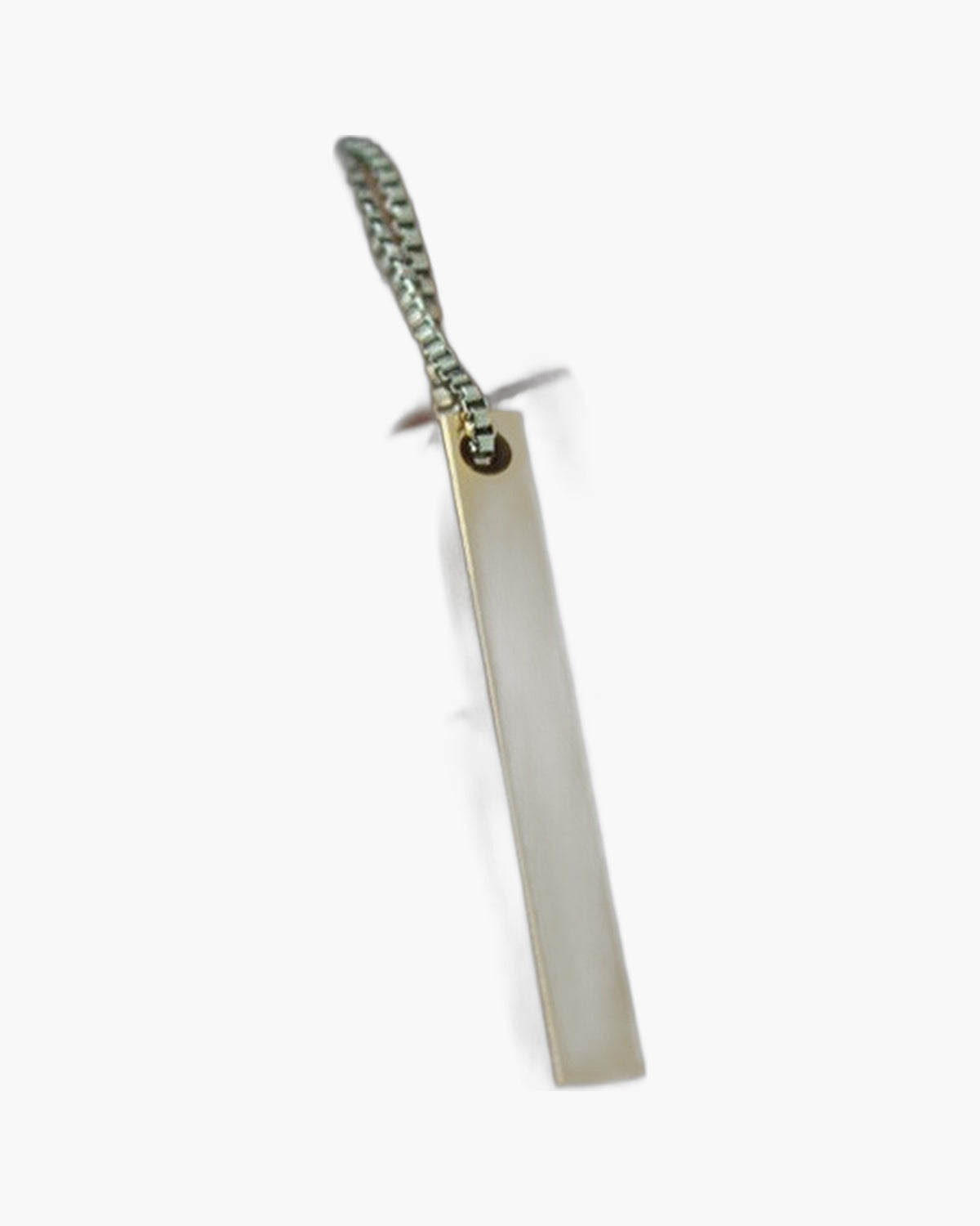 Titanium Steel Rectangular Bar Pendant on hand view 6