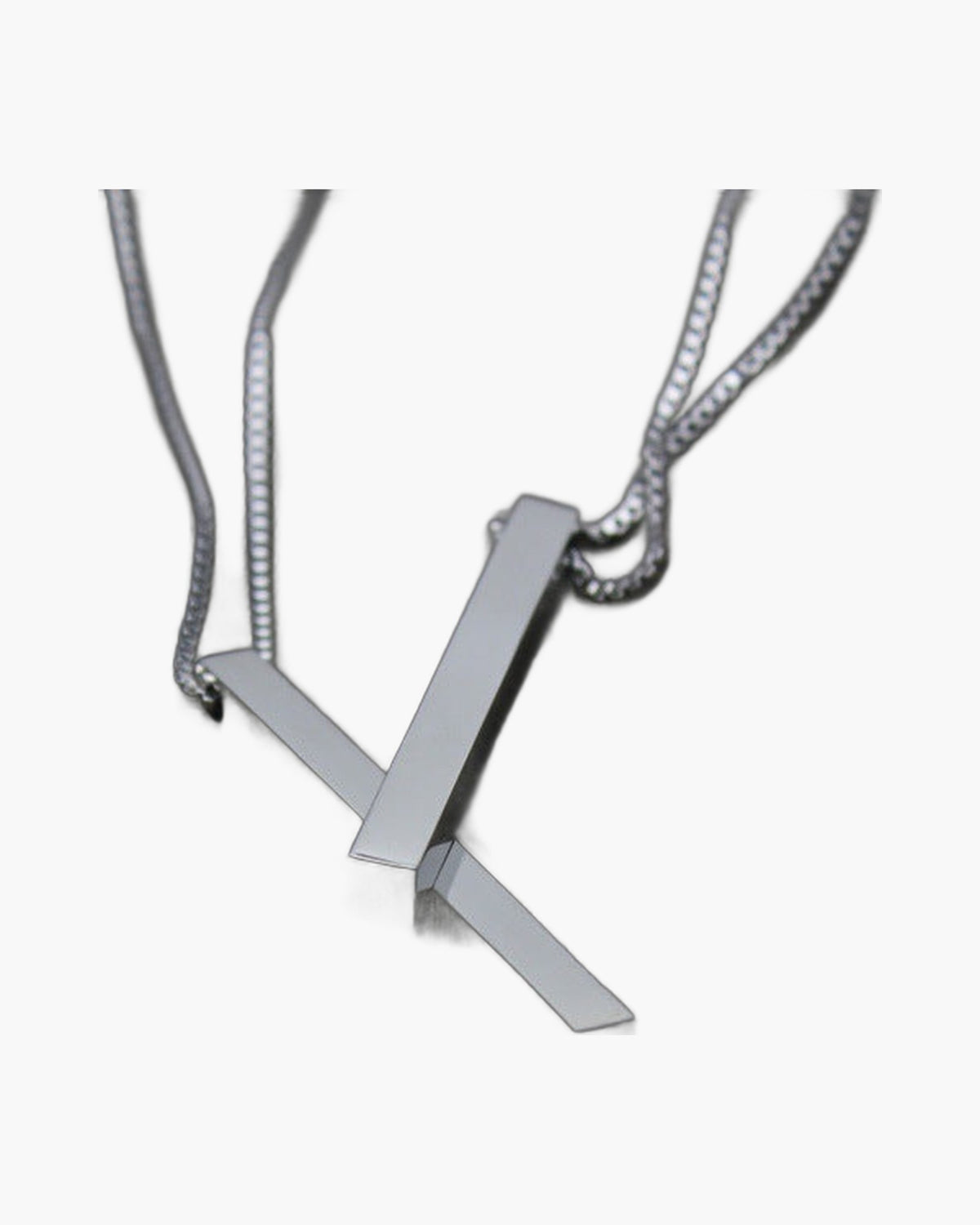 Titanium Steel Rectangular Bar Pendant on hand view 5