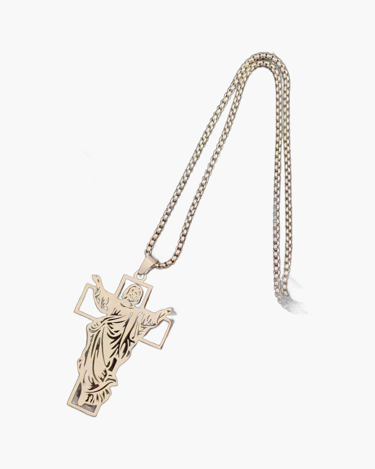 Titanium Steel Risen Christ Cross Necklace, black finish view 3