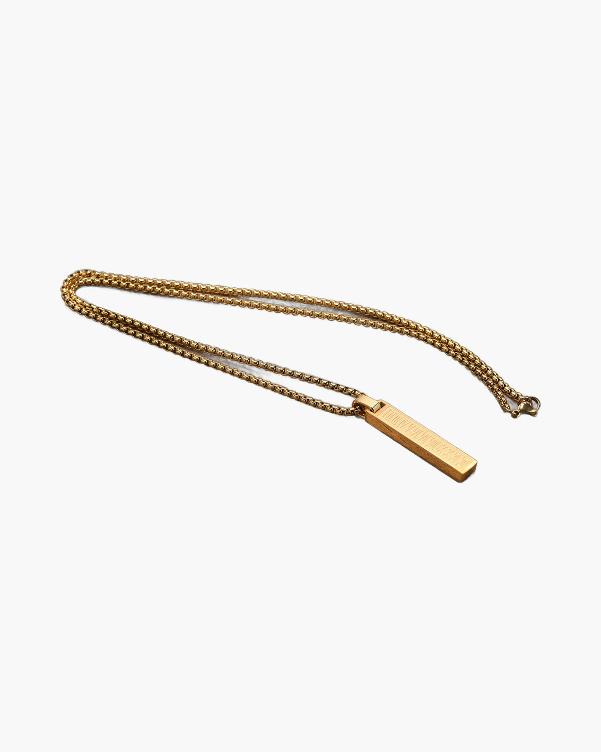 Titanium Steel Roman Numeral Bar Necklace in black and silver-tone view 3