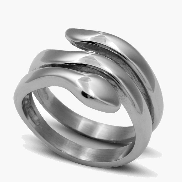 Titanium Steel Snake Ring, polished finish, unisex