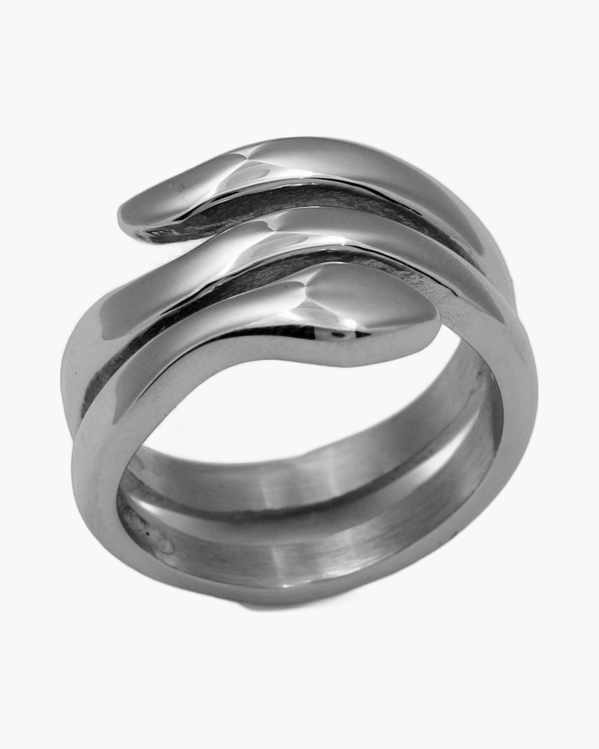 Titanium Steel Snake Ring, polished finish, unisex view 2