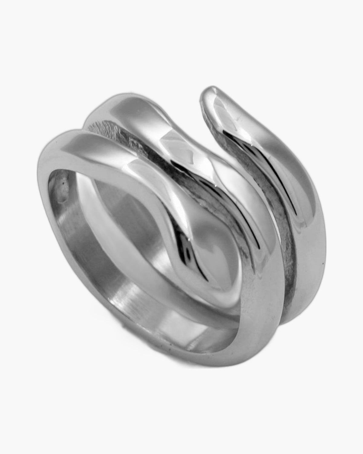 Titanium Steel Snake Ring, polished finish, unisex view 3