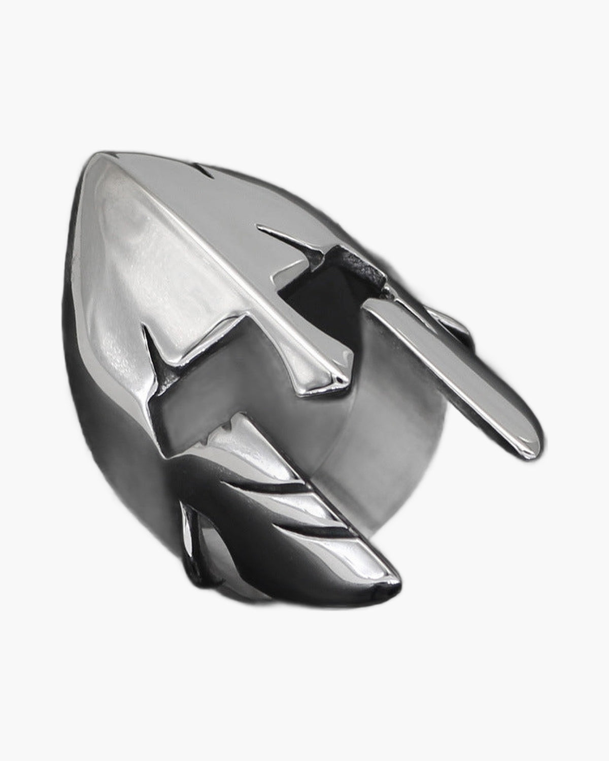 Titanium Steel Spartan Helmet Ring, silver, polished view 3