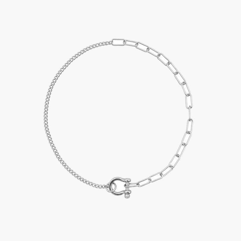 Titanium Steel Spliced Chain Necklace horseshoe clasp