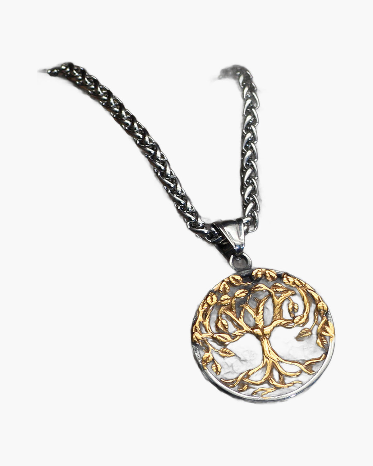 Titanium Steel Tree of Life Pendant Necklace with gold-tone finish